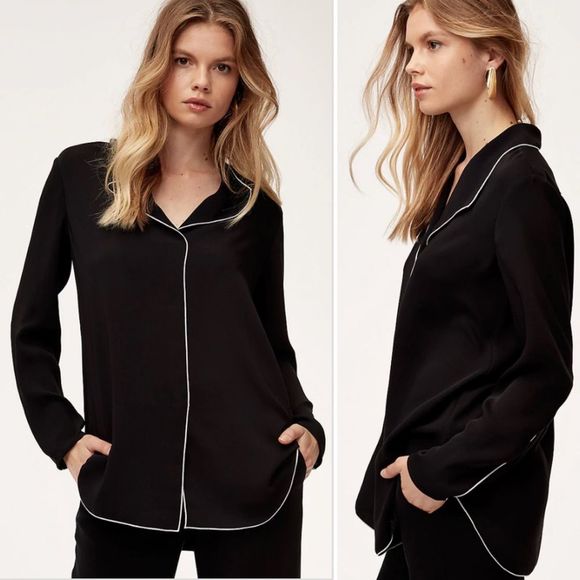 Aritzia Babaton Rena Blouse Black - Picture 3 of 15